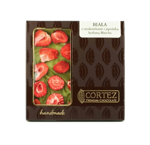 CZEKOLADA BIAŁA CORTEZ - TRUSKAWKA I JAPOŃSKA HERBATA MATCHA 85G