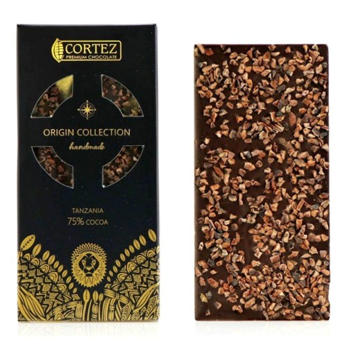 CORTEZ - ORIGIN COLLECTION TANZANIA 75% + PRAŻONE ZIARNA KAKAOWCA 85G