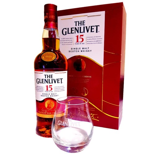 THE GLENLIVET 15YO WHISKY 0,7L - 2 SZKLANKI + KARTONIK
