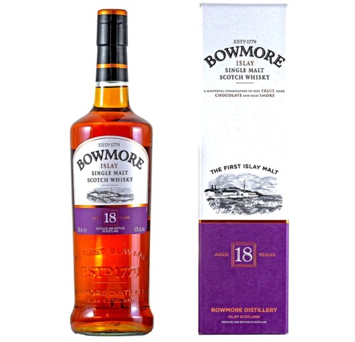 BOWMORE 18YO WHISKY 0,7L + KARTON