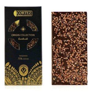 CORTEZ ORIGIN COLLECTION CZEKOLADA - TANZANIA 75% + PRAŻONE ZIARNA KAKAOWCA 85G