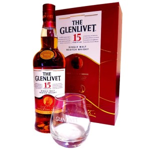 THE GLENLIVET 15YO WHISKY 0,7L - 2 SZKLANKI + OPAKOWANIE