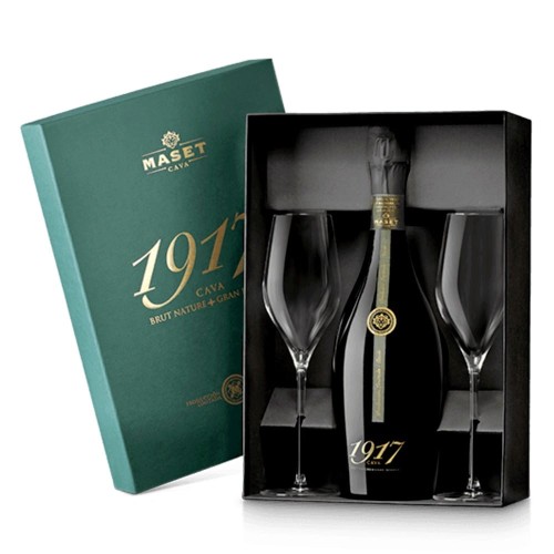CAVA MASET 1917 BRUT NATURE GRAN RESERVA 0,75L - PUDEŁKO + 2 KIELISZKI