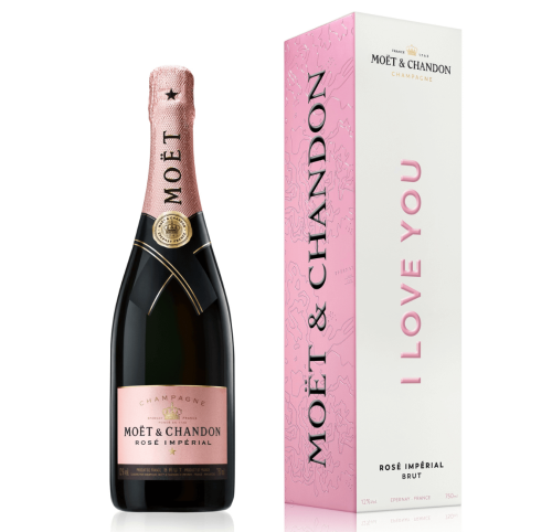SZAMPAN MOET &amp; CHANDON ROSE I LOVE YOU 0,75L + KARTON