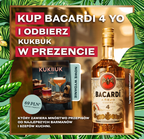 BACARDI ANEJO CUATRO 4YO RUM 0,7L + KUKBUK W PREZENCIE