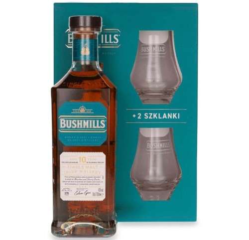 BUSHMILLS 10YO SINGLE MALT WHISKEY 0,7L + 2 SZKLANKI